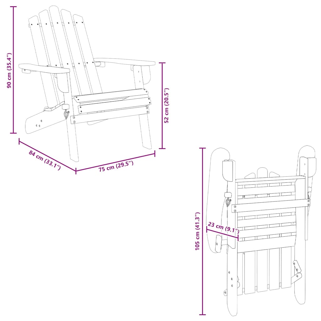vidaXL Adirondack-Gartenstühle 2 Stk. Massivholz Akazie