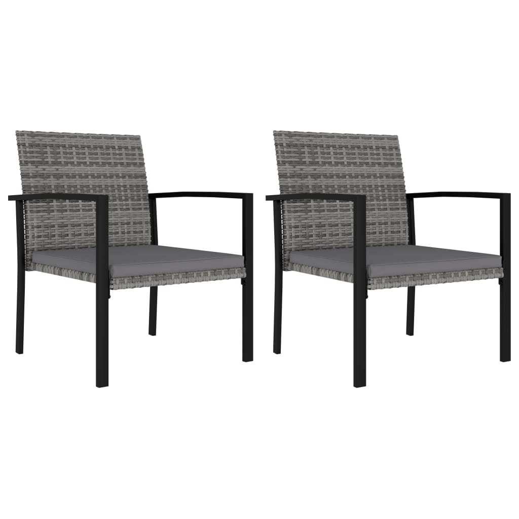vidaXL Garten-Essstühle 2 Stk. Poly Rattan Schwarz