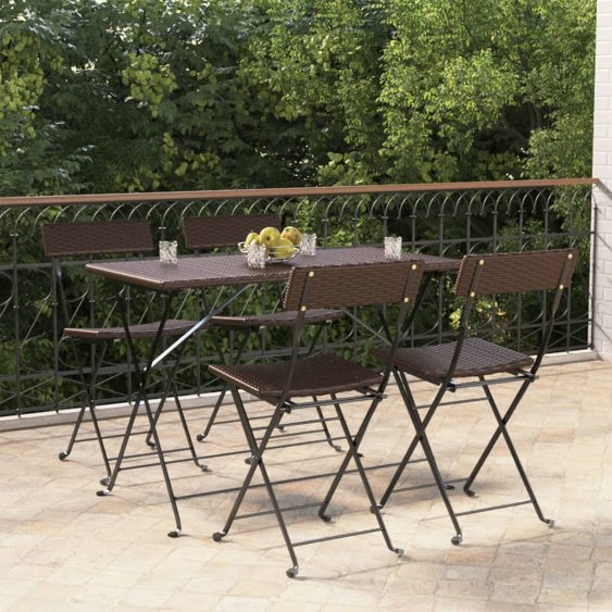 vidaXL Bistrostühle 4 Stk. Klappbar Schwarz Poly Rattan und Stahl