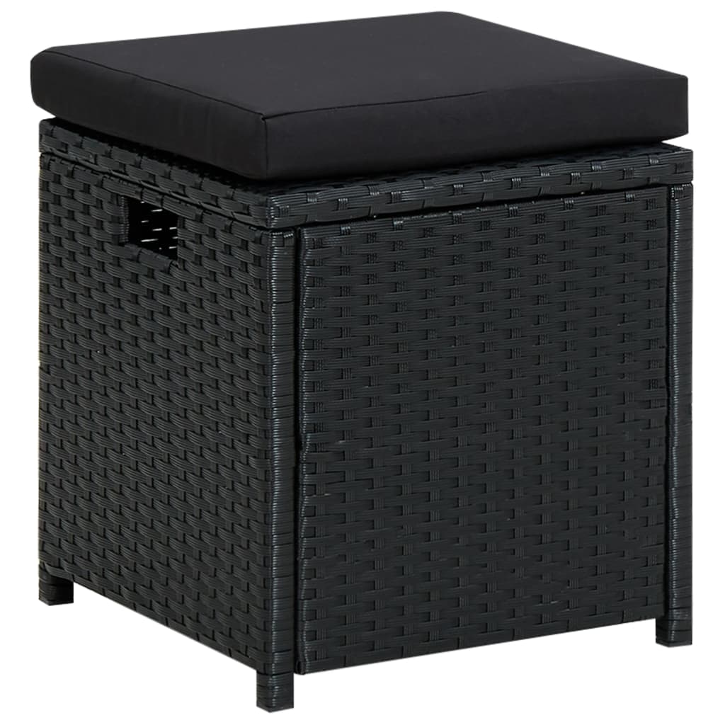 vidaXL 6-tlg. Garten-Lounge-Set mit Auflagen Poly Rattan Schwarz