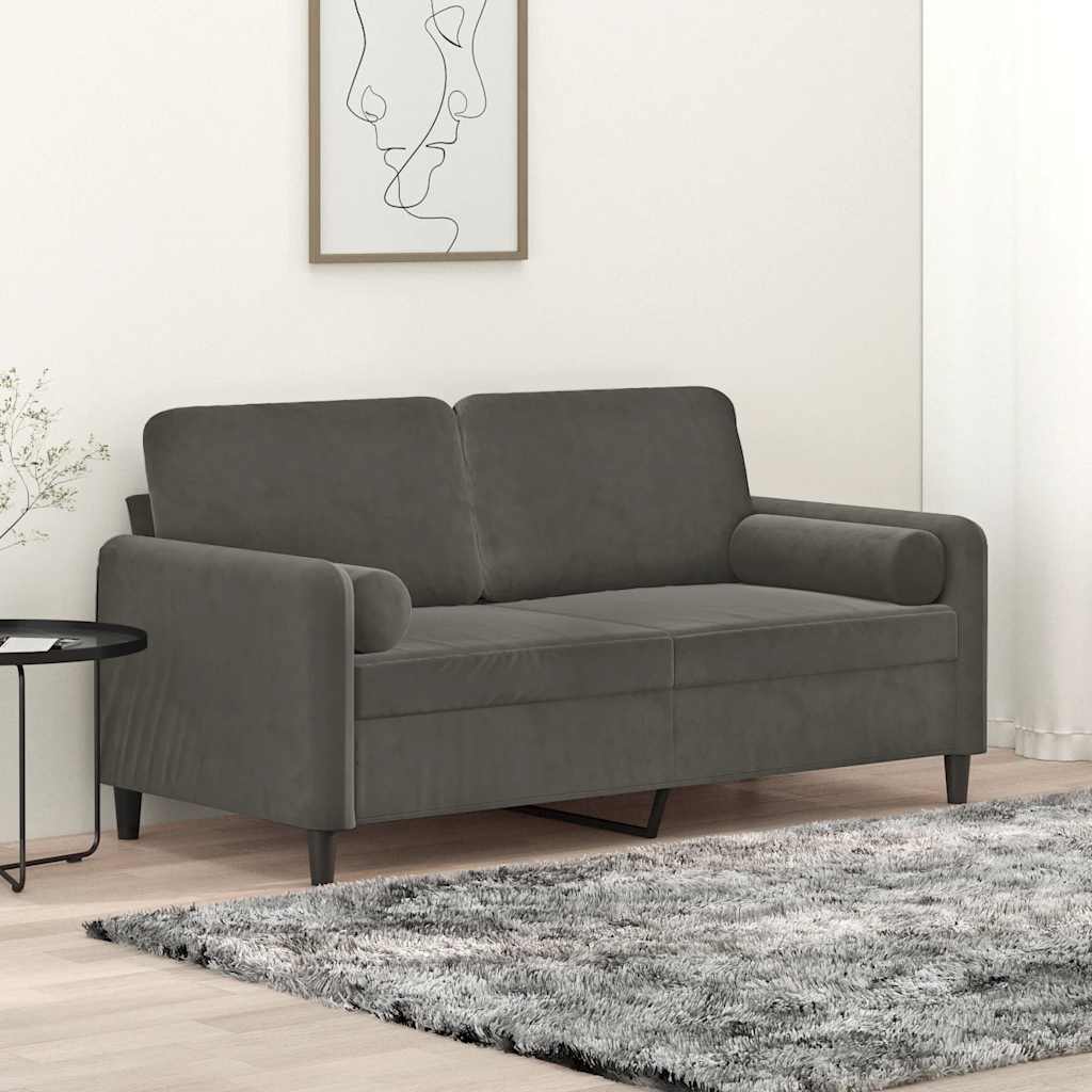 vidaXL 2-Sitzer-Sofa mit Kissen Hellgrau 120 cm Samt