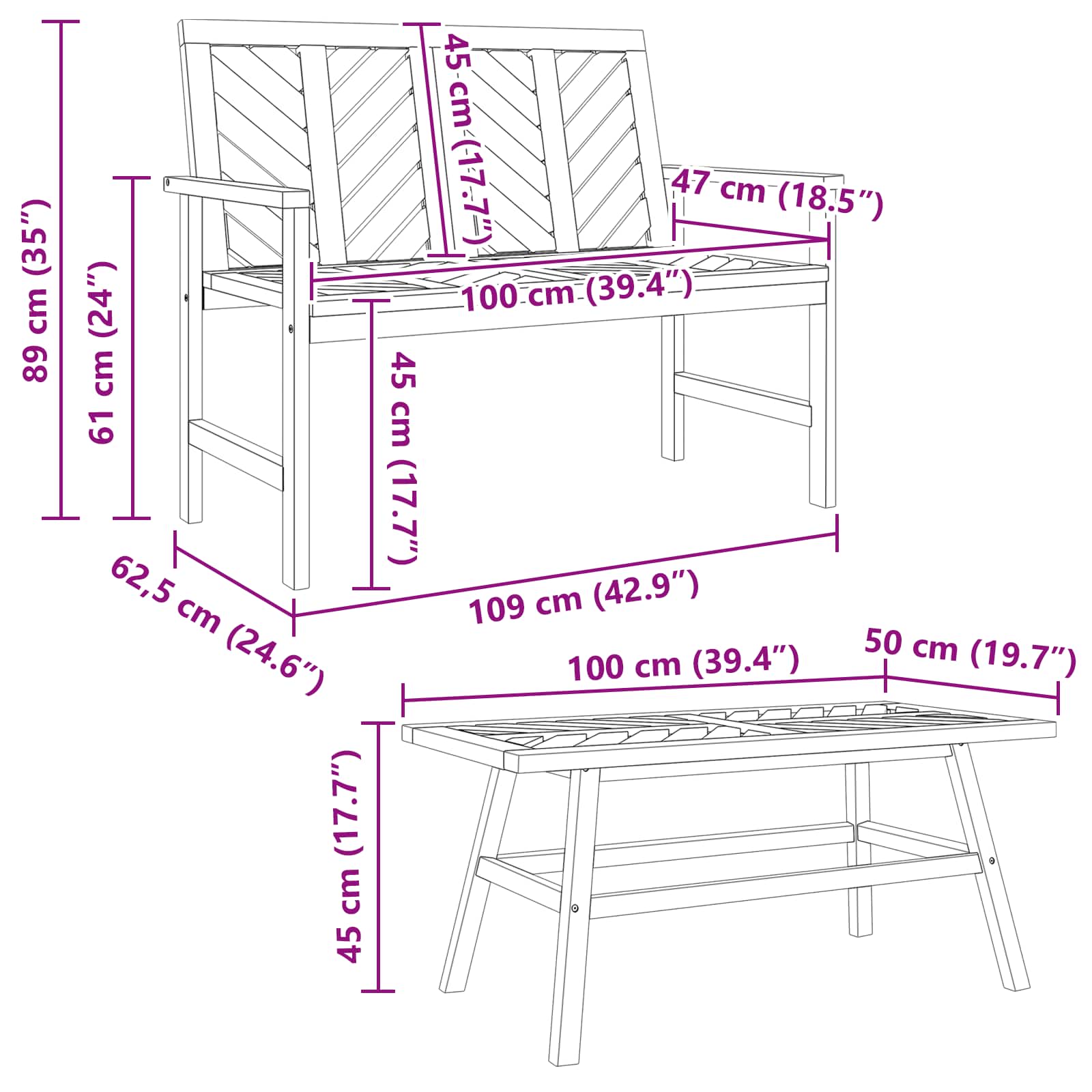 vidaXL Garten-Lounge-Set 4 pcs Braun Massivholz Akazie