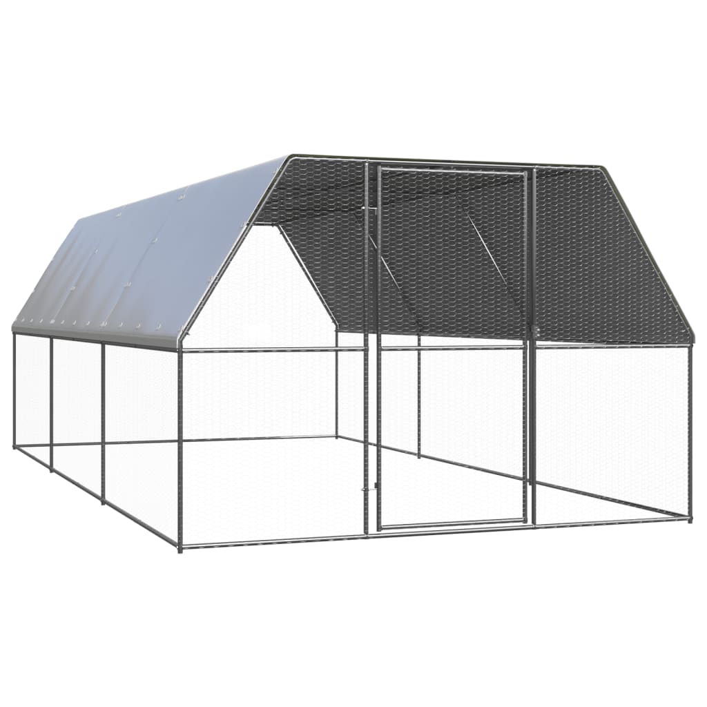 vidaXL Outdoor-Hühnerkäfig 2x4x2 m Verzinkter Stahl