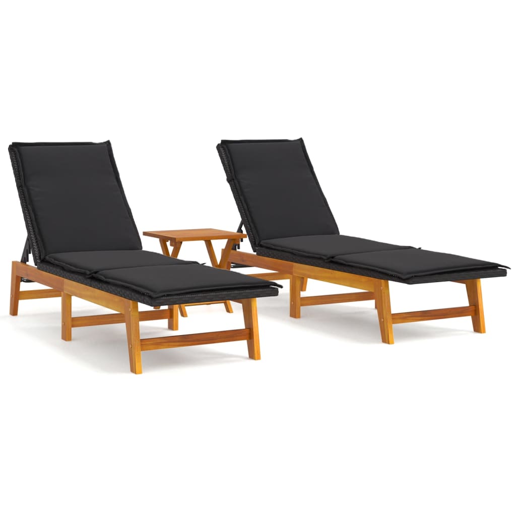 vidaXL 3-tlg. Garten-Lounge-Set Poly Rattan & Massivholz Akazie