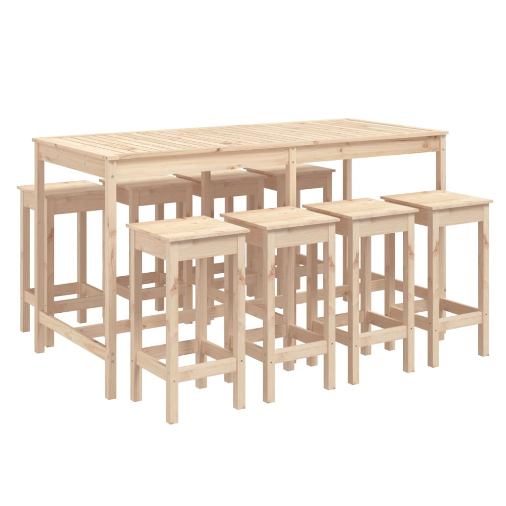 vidaXL 9-tlg. Gartenbar-Set Massivholz Kiefer
