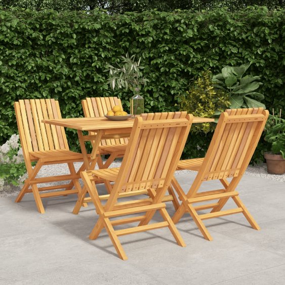 vidaXL 5-tlg. Garten-Essgruppe Massivholz Teak