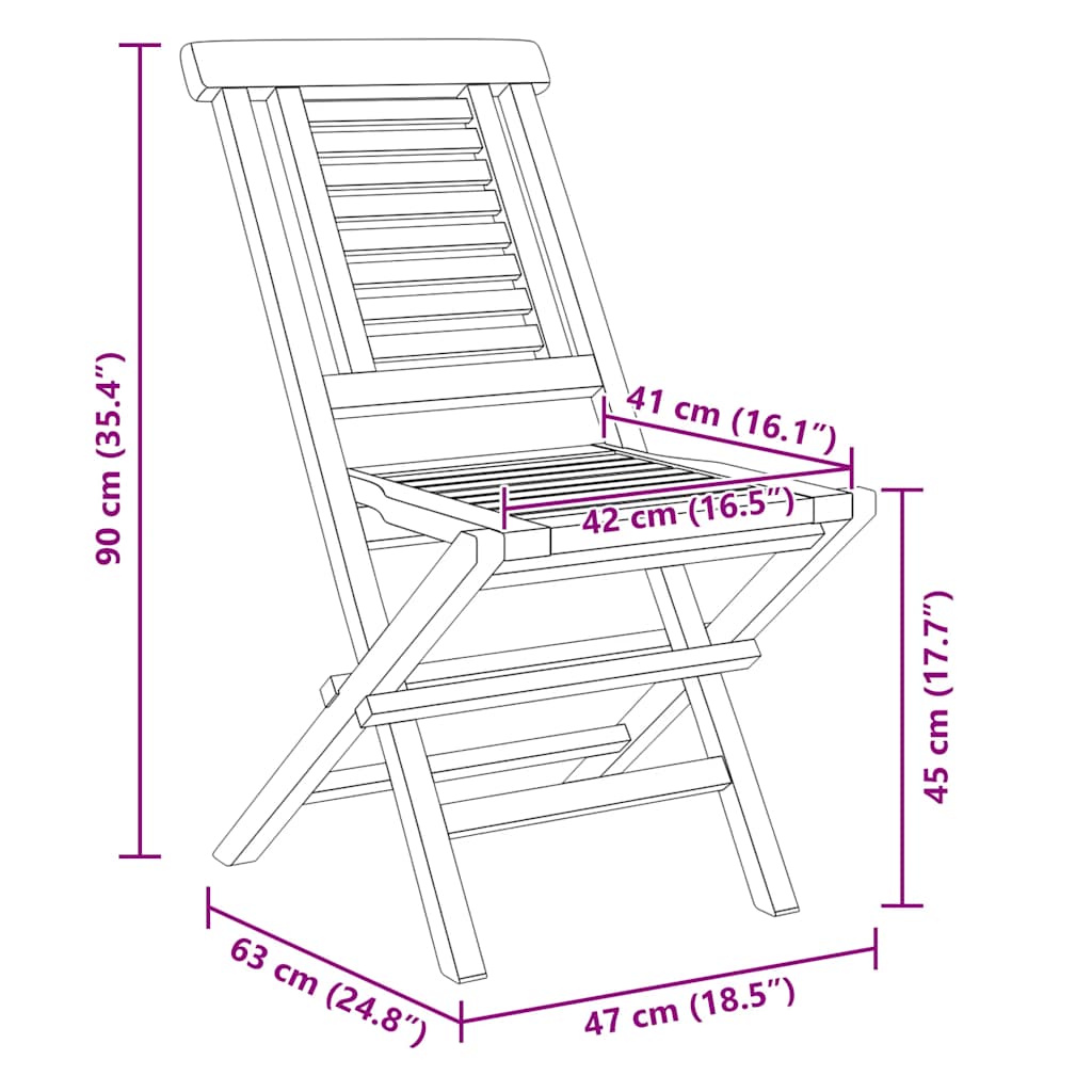 vidaXL Gartenstühle 4 Stk. Klappbar 47x63x90 cm Massivholz Teak