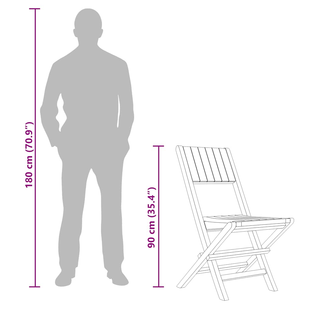 vidaXL Gartenstühle 4 Stk. Klappbar 47x61x90 cm Massivholz Teak