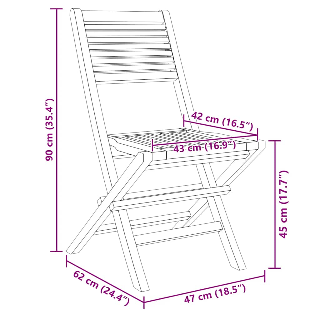 vidaXL Gartenstühle 4 Stk. Klappbar 47x62x90 cm Massivholz Teak