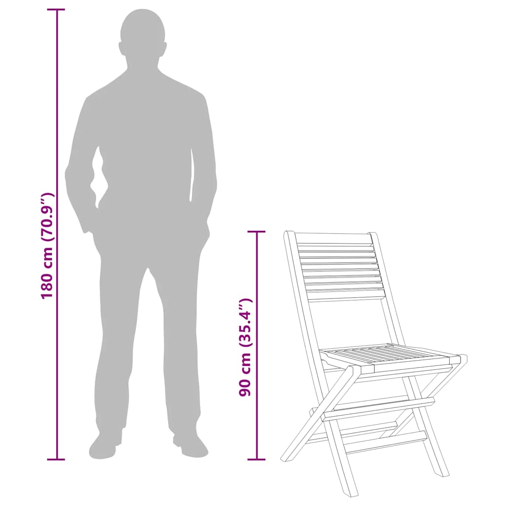 vidaXL Gartenstühle 4 Stk. Klappbar 47x62x90 cm Massivholz Teak