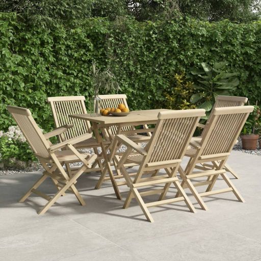 vidaXL Gartenstühle 4 Stk. Klappbar Grau 56x61x89 cm Massivholz Teak
