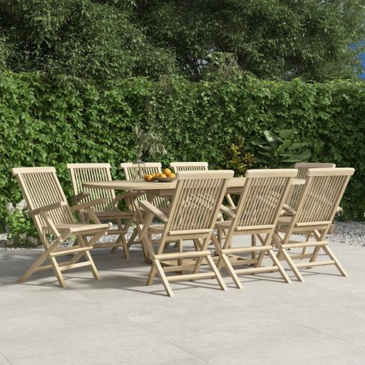 vidaXL Gartenstühle 4 Stk. Klappbar Grau 56x61x89 cm Massivholz Teak