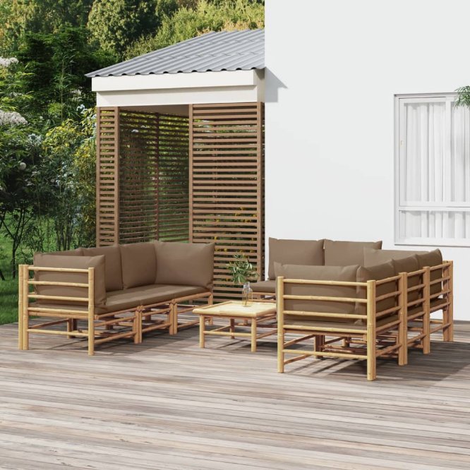 vidaXL 6-tlg. Garten-Lounge-Set mit Hellgrauen Kissen Bambus