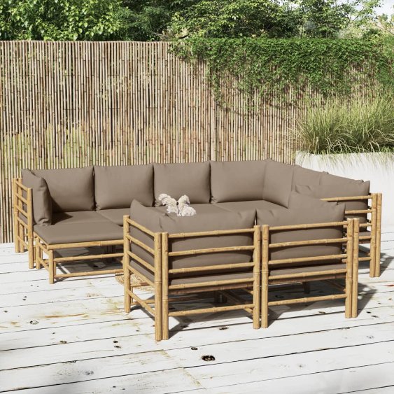 vidaXL 6-tlg. Garten-Lounge-Set mit Hellgrauen Kissen Bambus