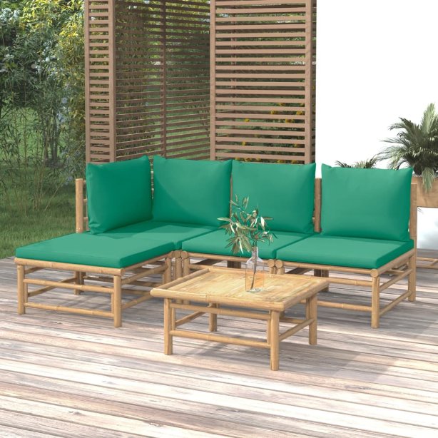 vidaXL 6-tlg. Garten-Lounge-Set mit Hellgrauen Kissen Bambus
