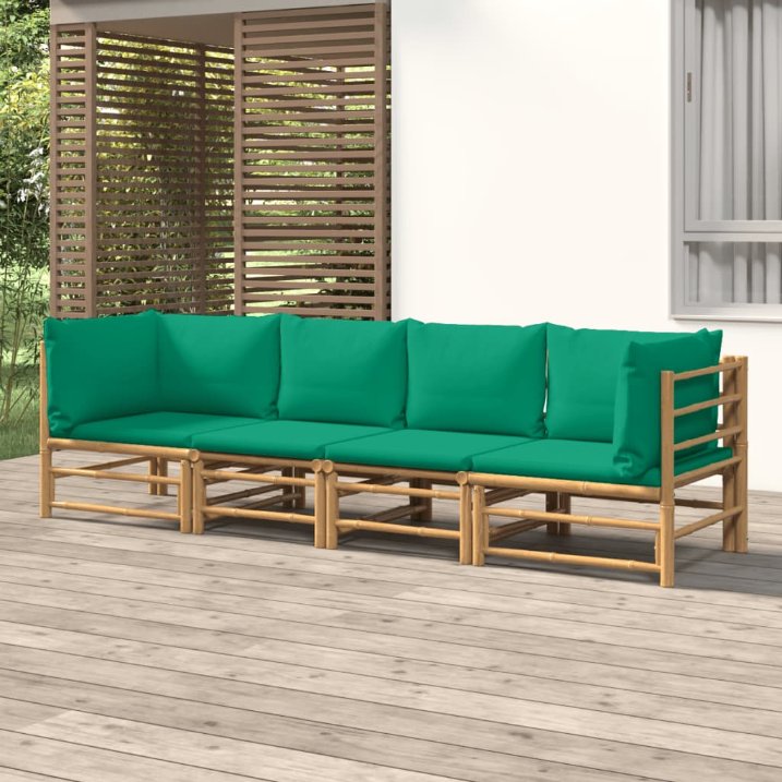 vidaXL 6-tlg. Garten-Lounge-Set mit Hellgrauen Kissen Bambus