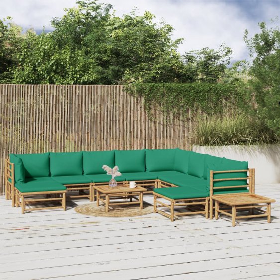 vidaXL 6-tlg. Garten-Lounge-Set mit Hellgrauen Kissen Bambus