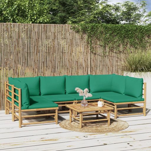 vidaXL 6-tlg. Garten-Lounge-Set mit Hellgrauen Kissen Bambus