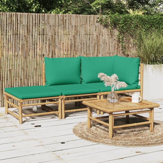 vidaXL 6-tlg. Garten-Lounge-Set mit Hellgrauen Kissen Bambus