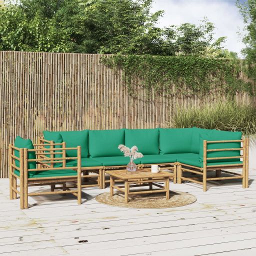 vidaXL 6-tlg. Garten-Lounge-Set mit Hellgrauen Kissen Bambus