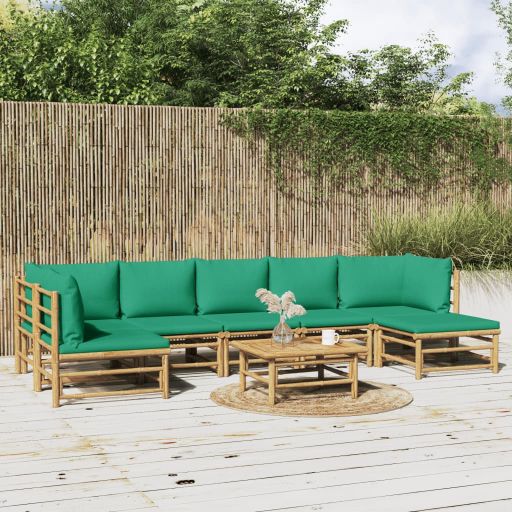 vidaXL 6-tlg. Garten-Lounge-Set mit Hellgrauen Kissen Bambus
