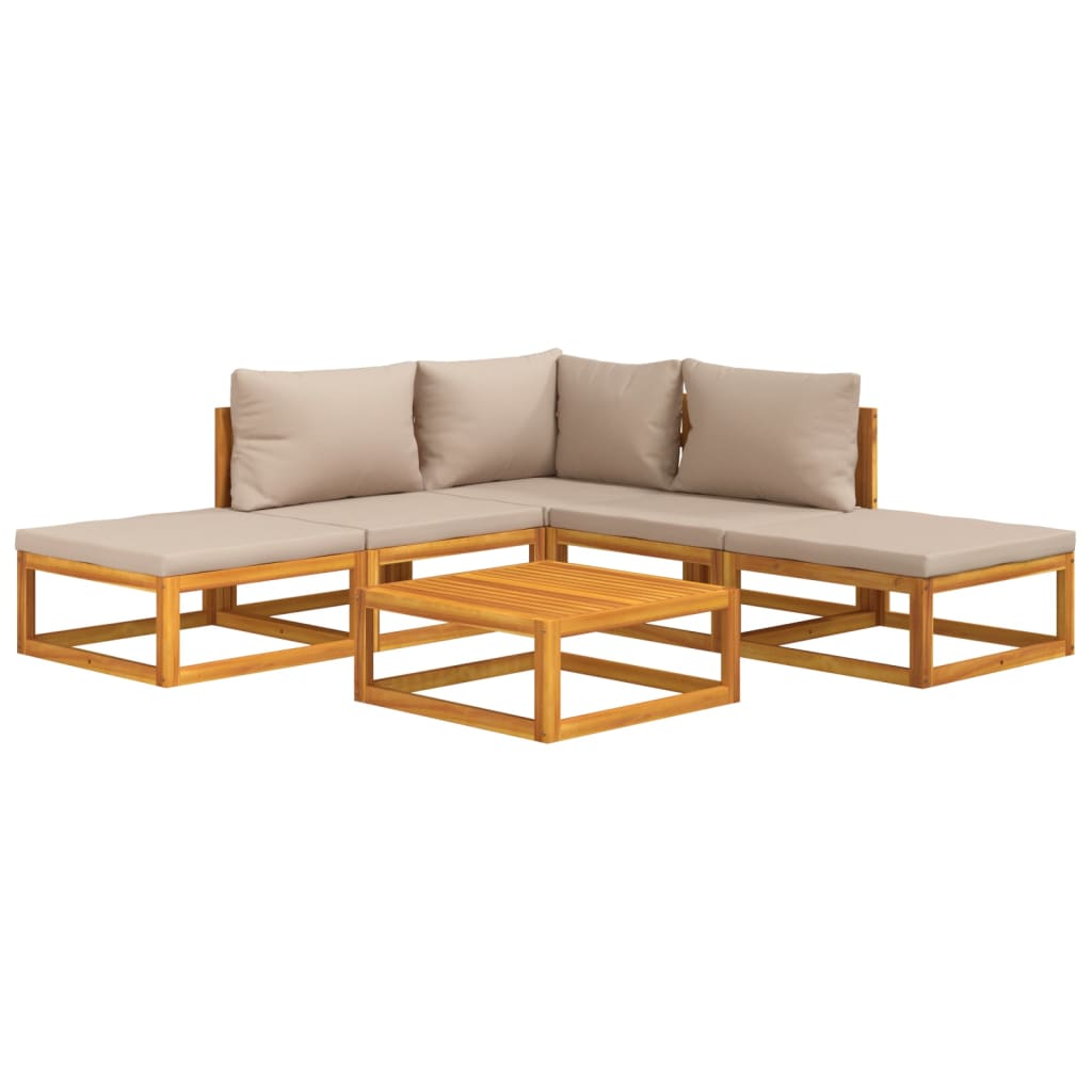 vidaXL 6-tlg. Garten-Lounge-Set mit Taupe Kissen Massivholz