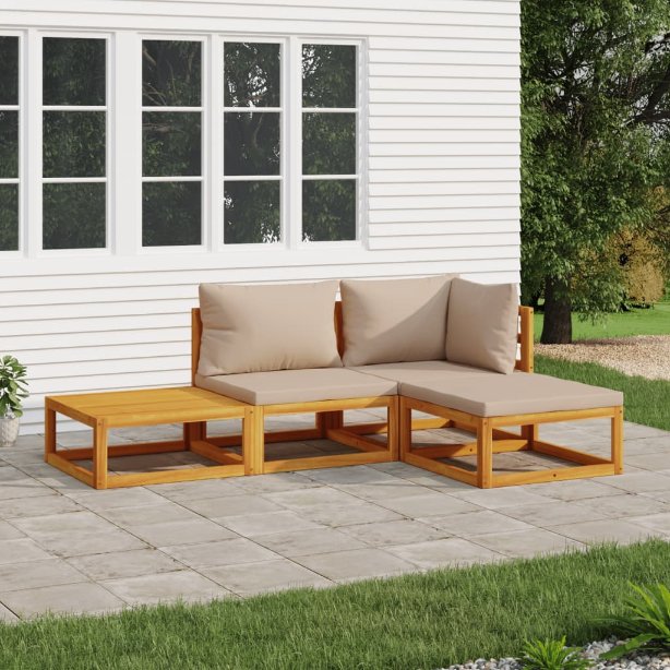 vidaXL 6-tlg. Garten-Lounge-Set mit Taupe Kissen Massivholz