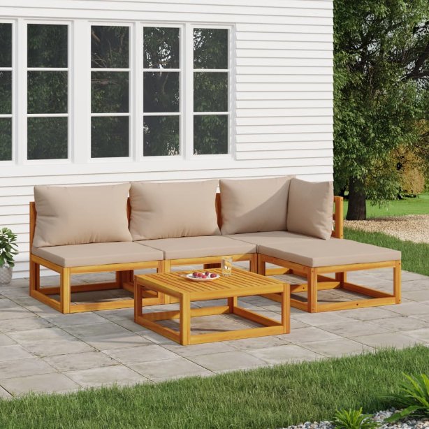 vidaXL 6-tlg. Garten-Lounge-Set mit Taupe Kissen Massivholz