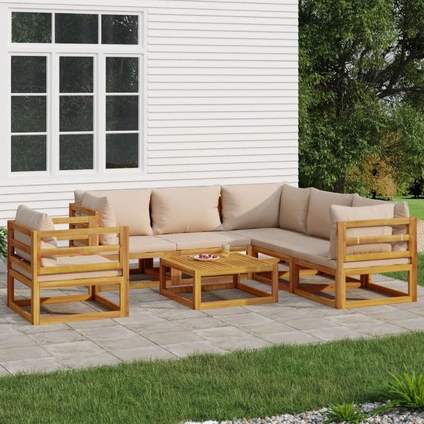 vidaXL 6-tlg. Garten-Lounge-Set mit Taupe Kissen Massivholz