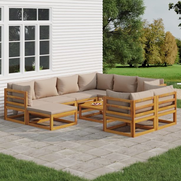 vidaXL 6-tlg. Garten-Lounge-Set mit Taupe Kissen Massivholz
