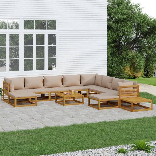 vidaXL 6-tlg. Garten-Lounge-Set mit Taupe Kissen Massivholz
