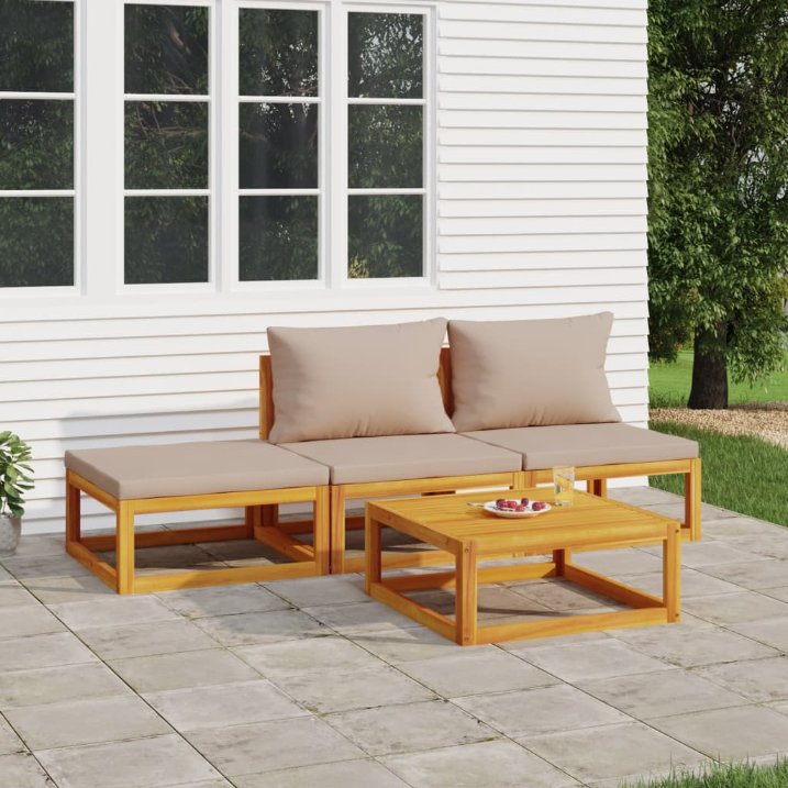 vidaXL 6-tlg. Garten-Lounge-Set mit Taupe Kissen Massivholz