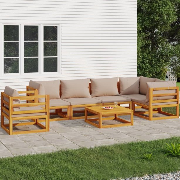 vidaXL 6-tlg. Garten-Lounge-Set mit Taupe Kissen Massivholz