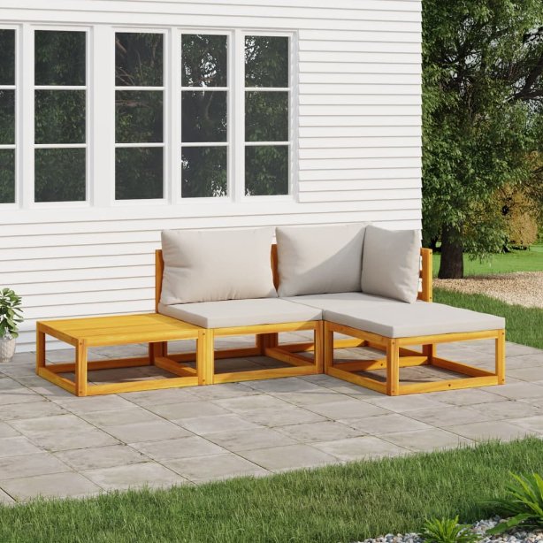 vidaXL 6-tlg. Garten-Lounge-Set mit Taupe Kissen Massivholz