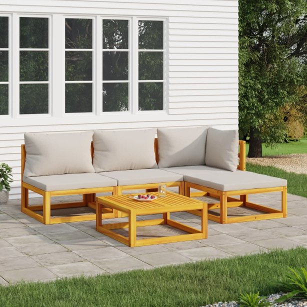 vidaXL 6-tlg. Garten-Lounge-Set mit Taupe Kissen Massivholz