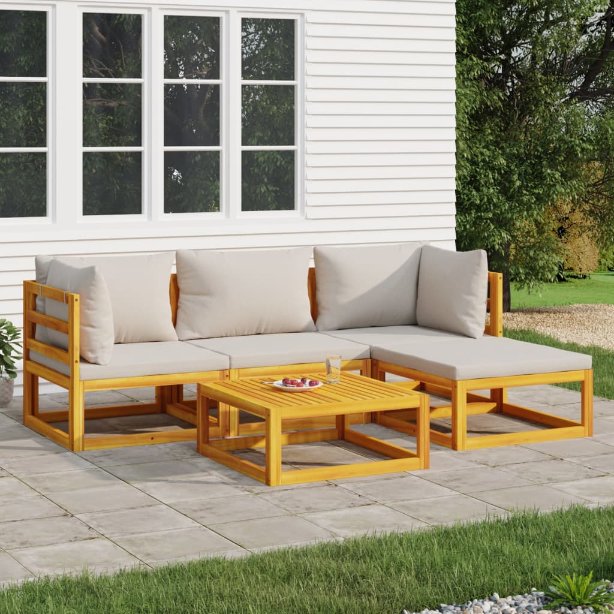 vidaXL 6-tlg. Garten-Lounge-Set mit Taupe Kissen Massivholz