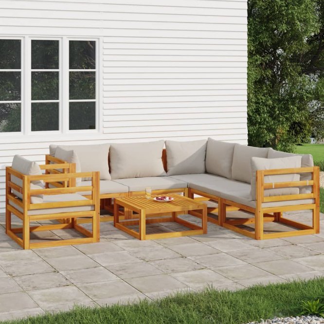 vidaXL 6-tlg. Garten-Lounge-Set mit Taupe Kissen Massivholz