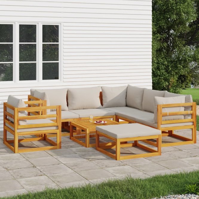 vidaXL 6-tlg. Garten-Lounge-Set mit Taupe Kissen Massivholz