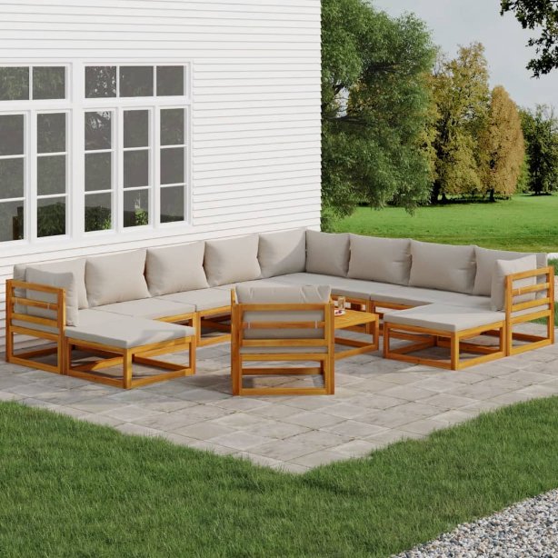 vidaXL 6-tlg. Garten-Lounge-Set mit Taupe Kissen Massivholz