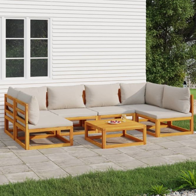 vidaXL 6-tlg. Garten-Lounge-Set mit Taupe Kissen Massivholz