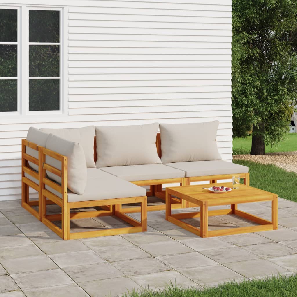 vidaXL 6-tlg. Garten-Lounge-Set mit Taupe Kissen Massivholz