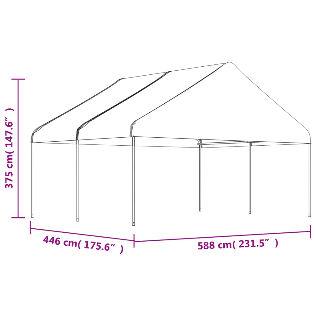 vidaXL Pavillon mit Dach Weiß 4,46x5,88x3,75 m Polyethylen