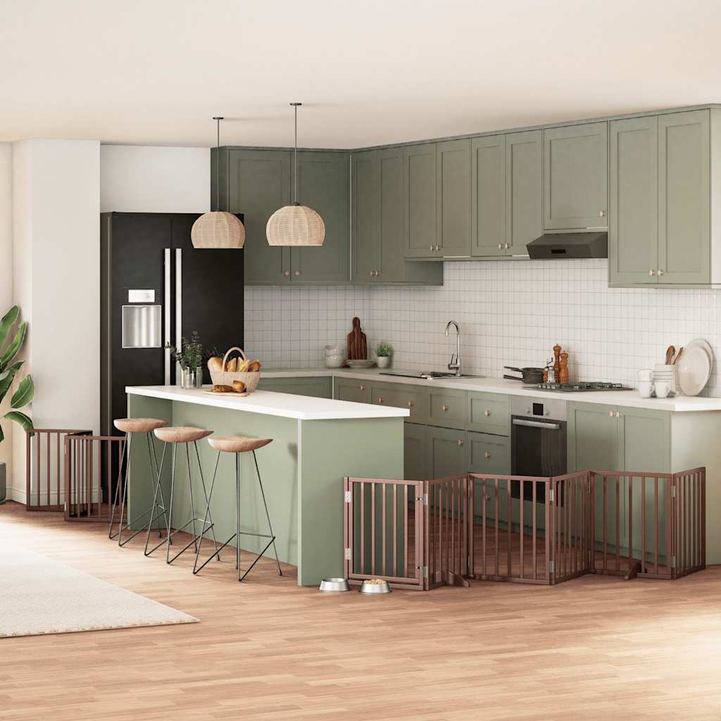 vidaXL 9-tlg. Hundetor mit Tür Faltbar 450 cm Pappelholz