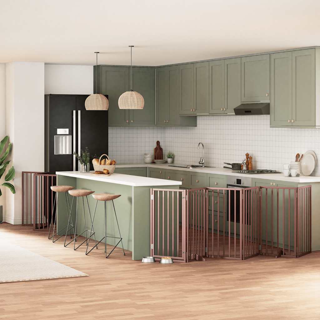 vidaXL 9-tlg. Hundetor mit Tür Faltbar 450 cm Pappelholz