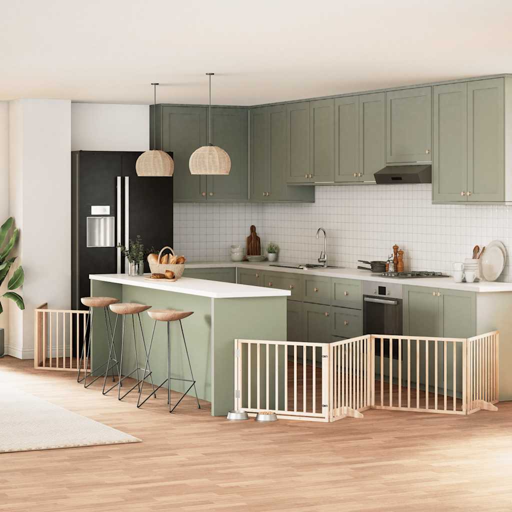 vidaXL 9-tlg. Hundetor mit Tür Faltbar 450 cm Pappelholz