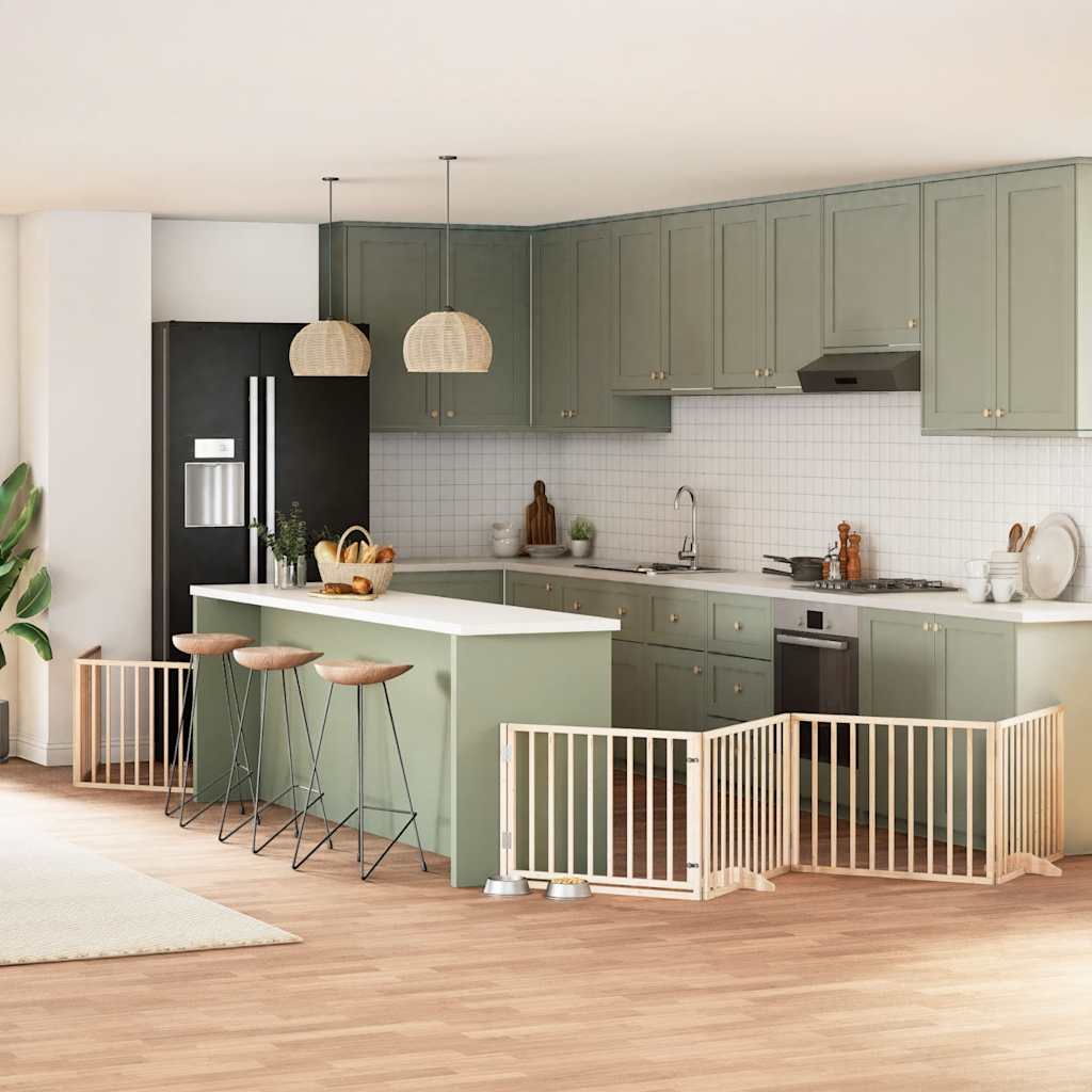 vidaXL 9-tlg. Hundetor mit Tür Faltbar 450 cm Pappelholz