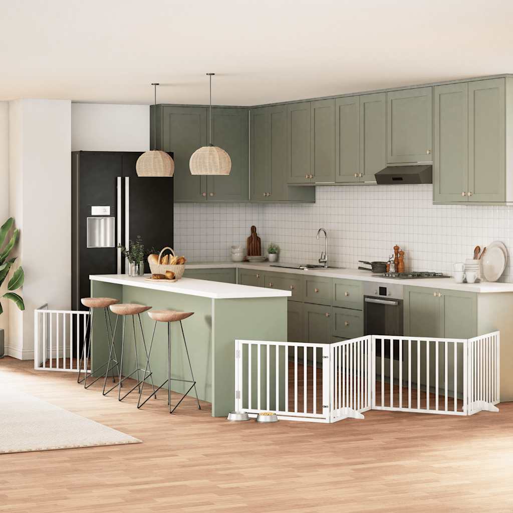 vidaXL 9-tlg. Hundetor mit Tür Faltbar 450 cm Pappelholz