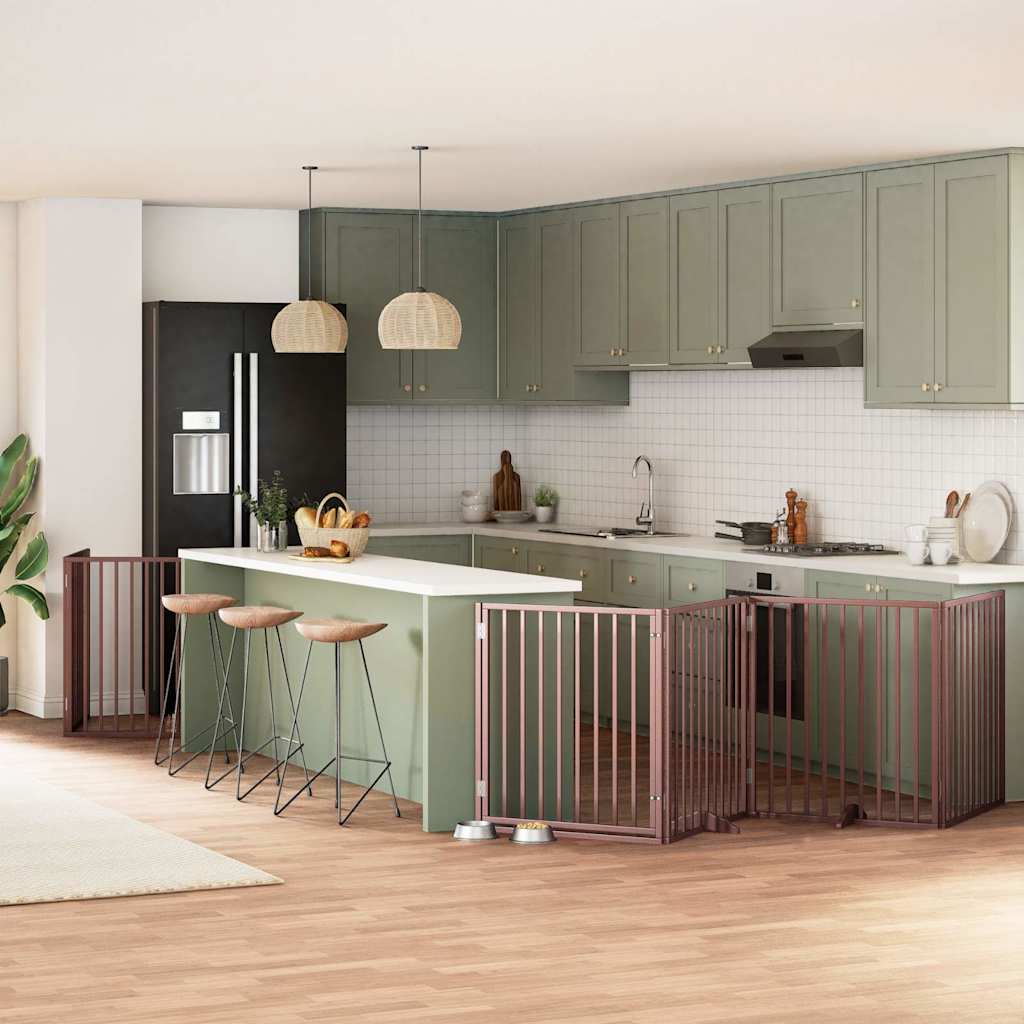 vidaXL 9-tlg. Hundetor mit Tür Faltbar 450 cm Pappelholz