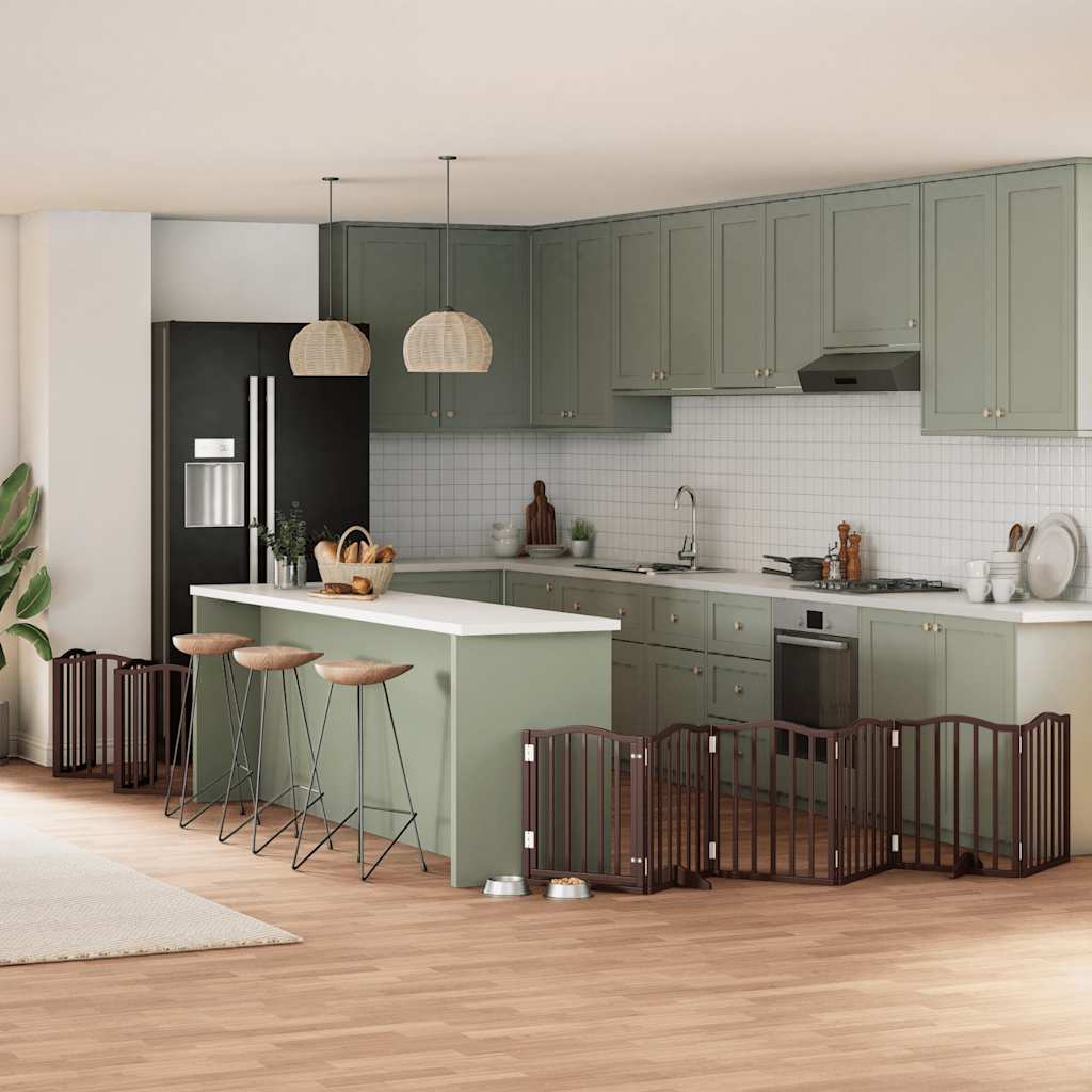 vidaXL 9-tlg. Hundetor mit Tür Faltbar 450 cm Pappelholz