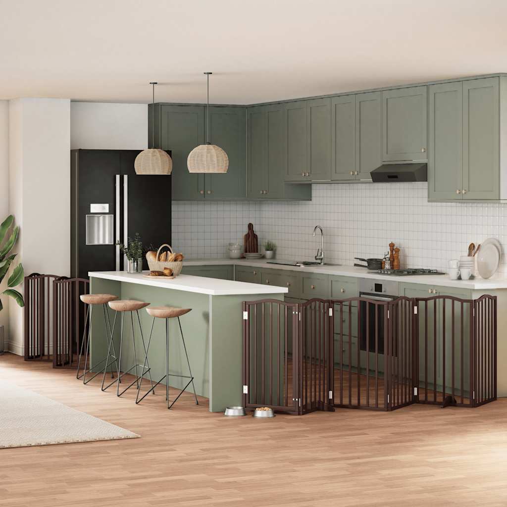 vidaXL 9-tlg. Hundetor mit Tür Faltbar 450 cm Pappelholz